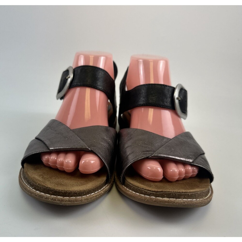 Sofft Bayo Sandal Pewter Soft Leather Comfort Adjustable Hidden Wedge Womens 9 - Picture 3 of 16